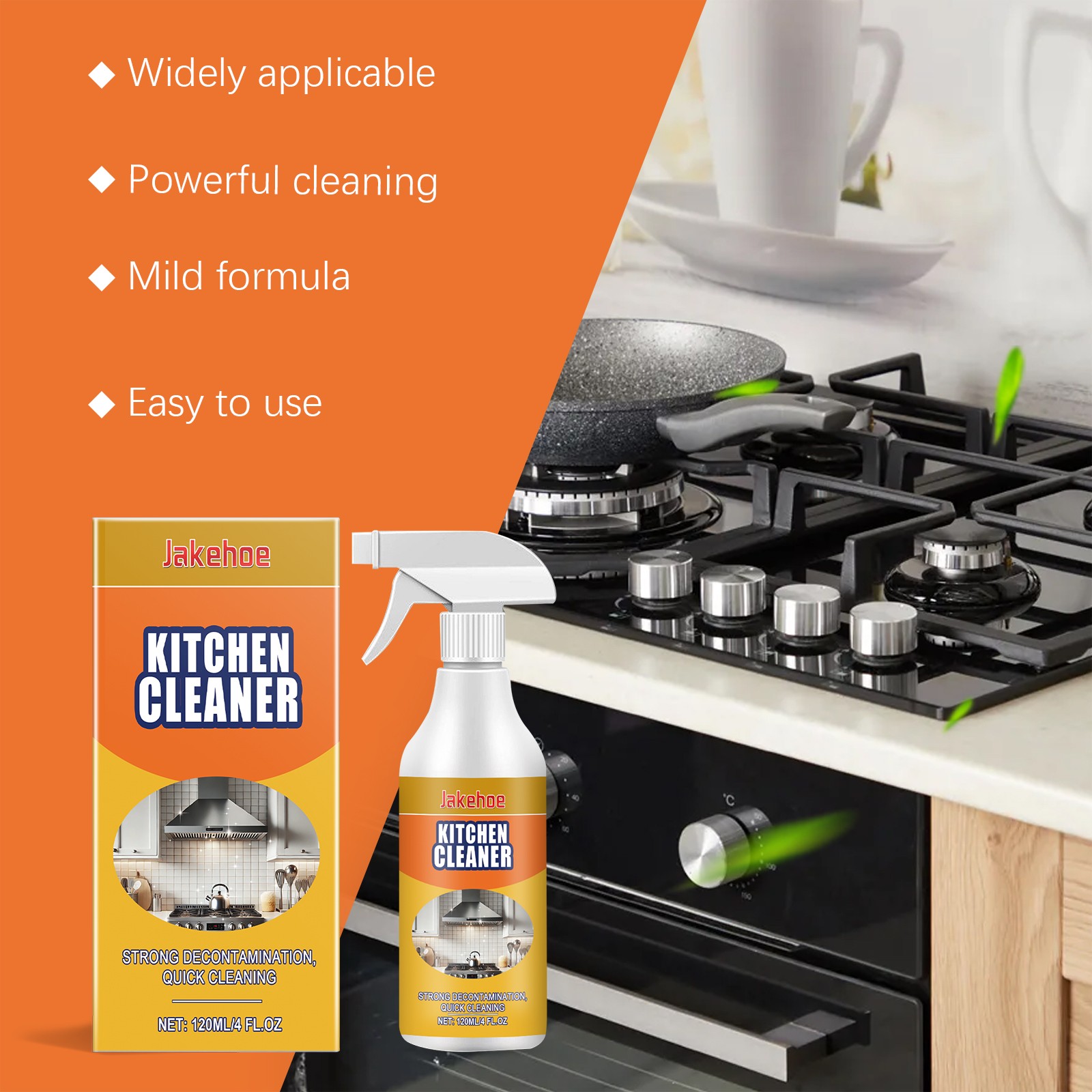Heavy Duty Kitchen Degreaser for Stovetop and Range Hood Greasy Surfaces