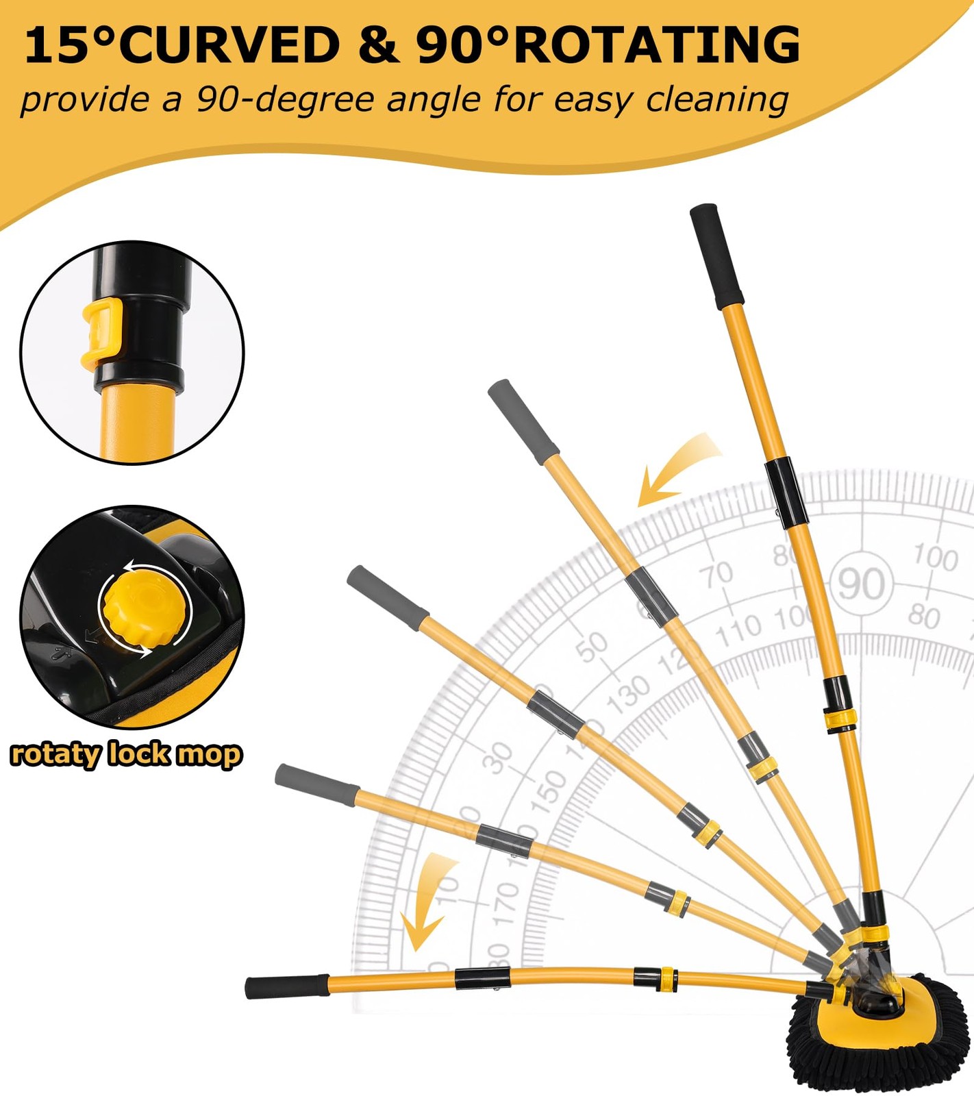 56.7 Car Wash Brush Mop Kit with Long Handle and Chenille Replacement Head”