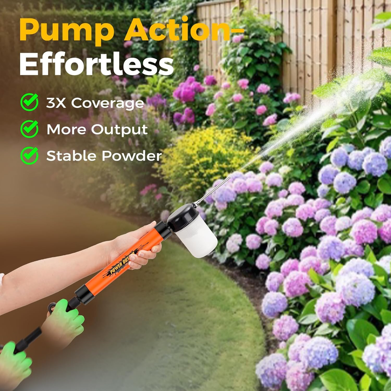 Diatomaceous Earth Powder Duster with Adjustable 4FT Rod, Clog-Free & Adjustable
