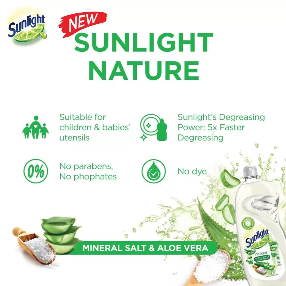 Sunlight Dishwash Nature Aloe Vera & Mineral Salts 700ml x 6 Packs – 1 Carton