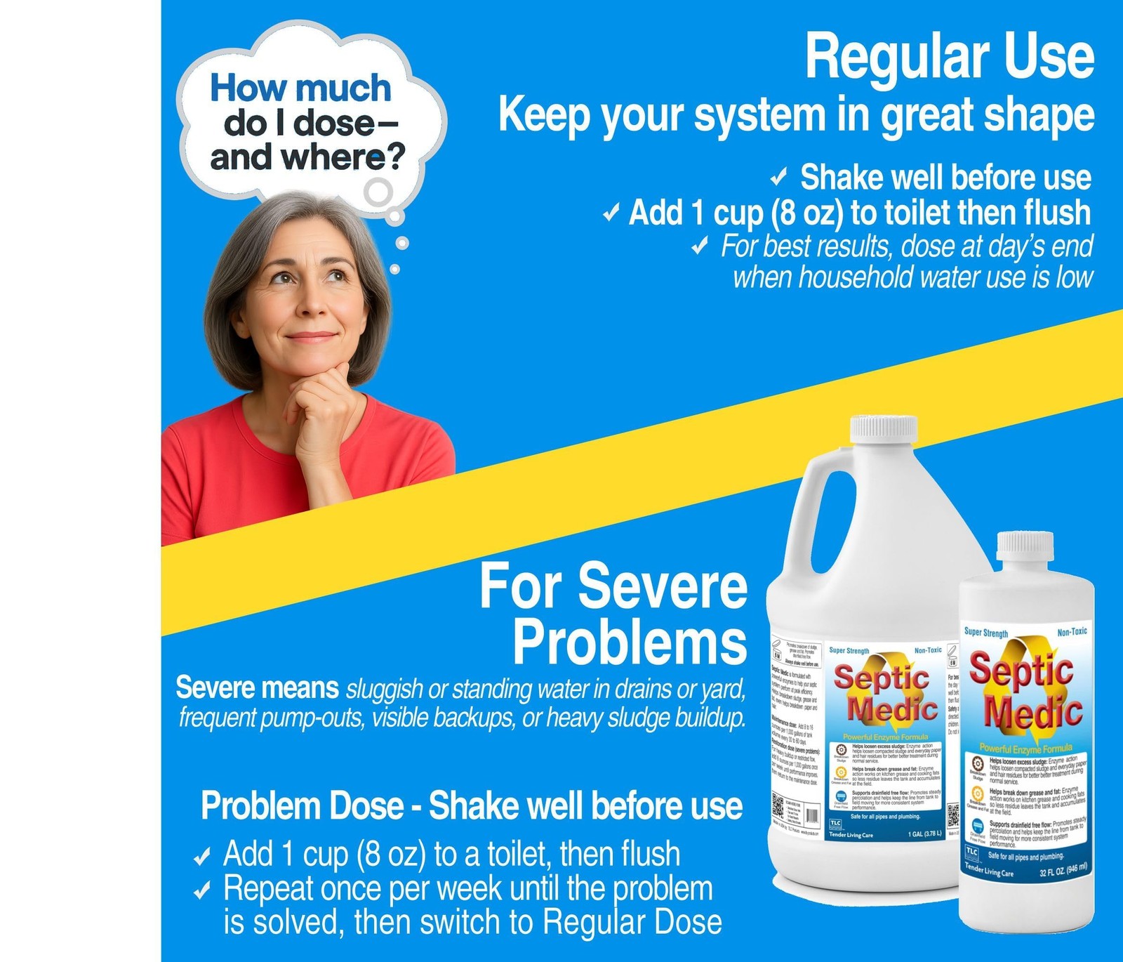 Septic Medic Septic Tank Treatment, Enzyme System Cleaner, Breakdown Sludge, …