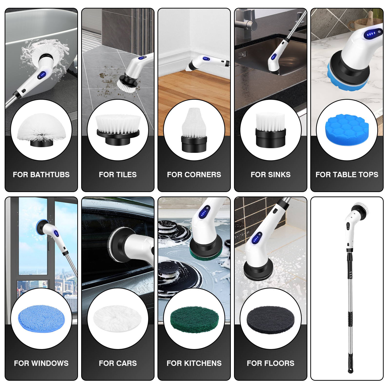 Electric Spin Scrubber Cordless Bath Tub Power Scrubber Floor Cleaning Brush