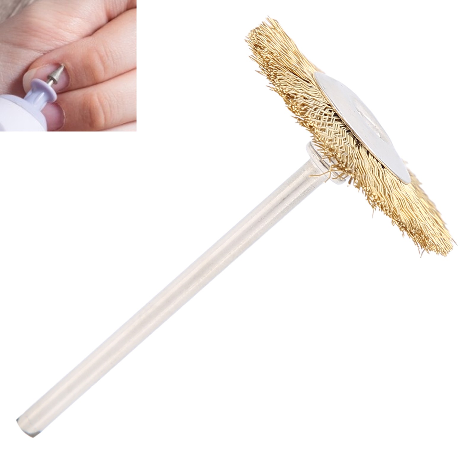 T Shaped Nail Drill Bit Cleaning Brush Brass Wire Grinding Head Cleaner Brush