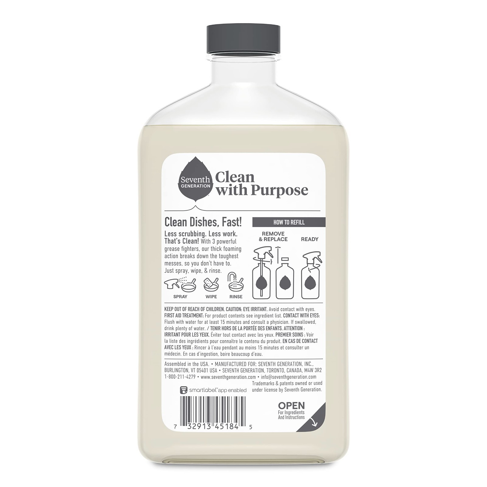 Foaming Dish Spray Refill Pack of 3 – Honey Crisp Apple Scent, 16 Fl Oz Each