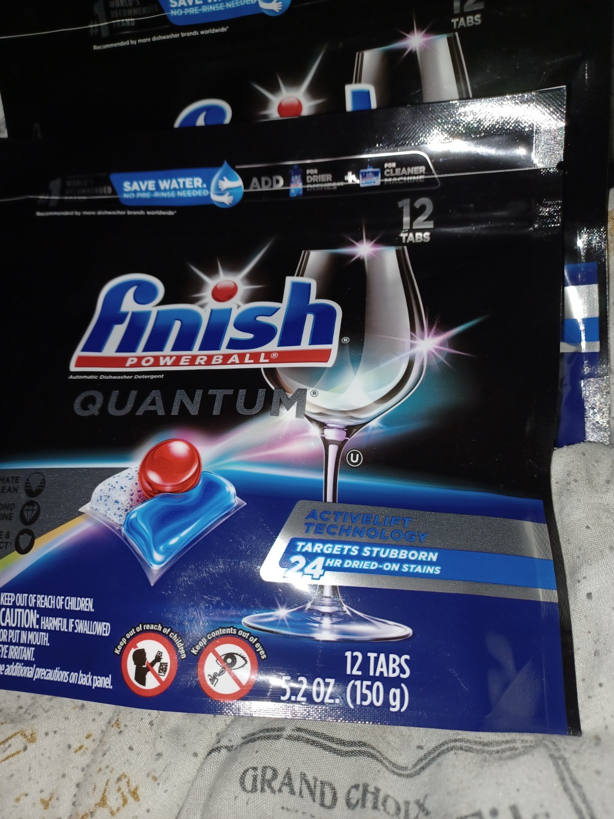 2 Finish Powerball 5.2 Oz Quantum Clean Shine 12 Ct Tabs Dishwasher Detergent