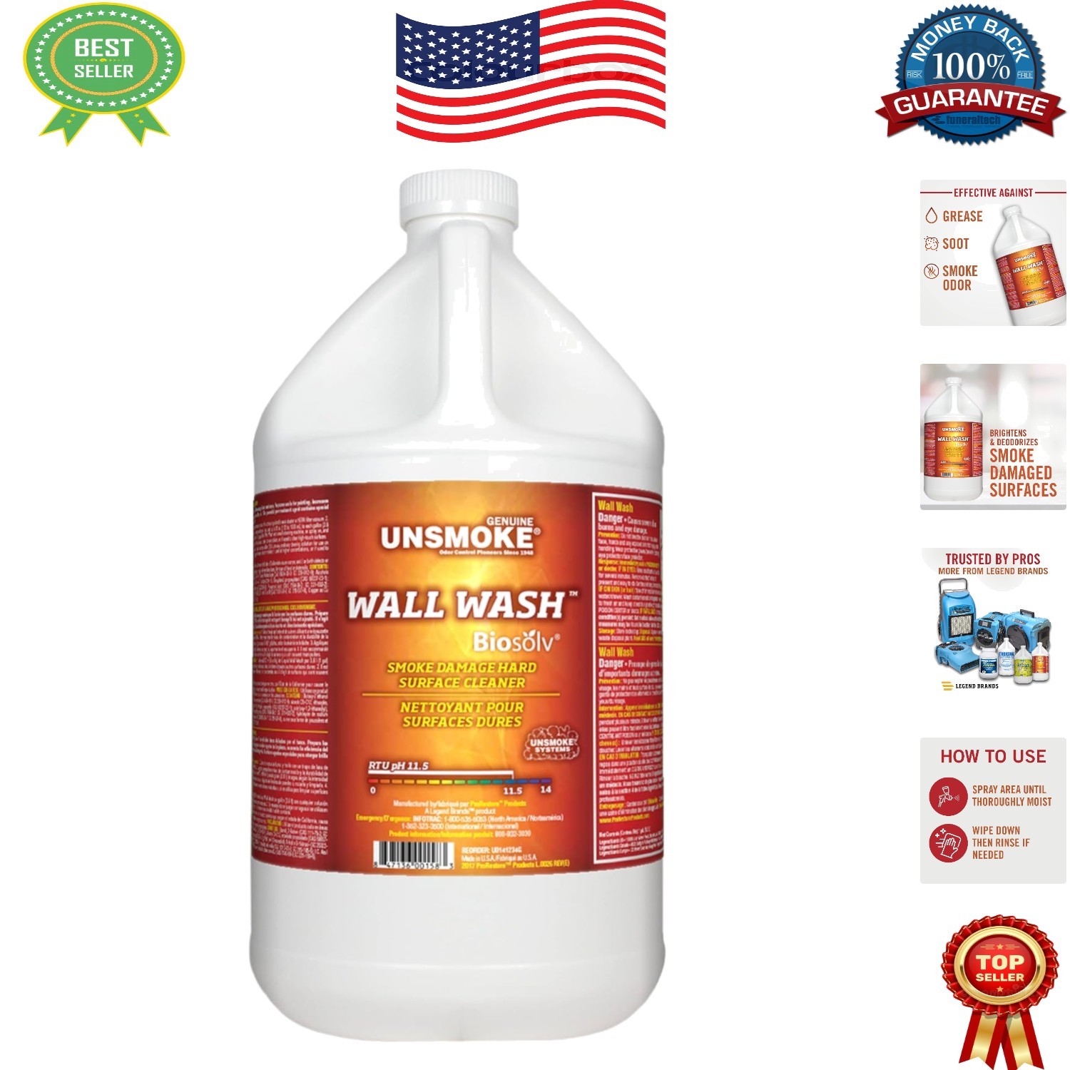 1-Gal Wall Wash with Biosolv – Citrus Multipurpose Degreaser for Smoke Damage