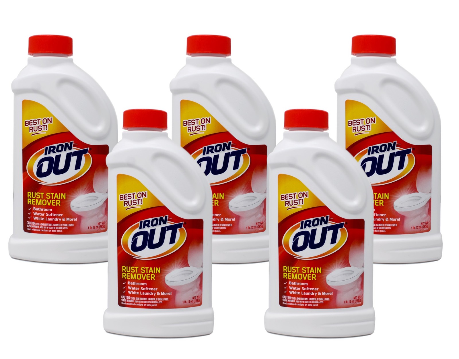 IRON OUT Rust Stain Remover Powder, 1 lb 12 oz Bottle – 5 Pack