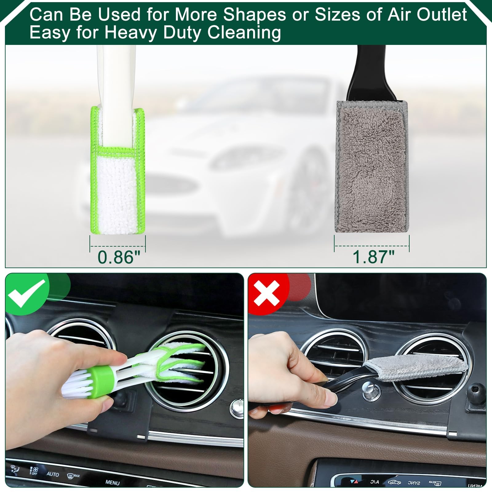 Car Interior Duster Detail Brushes, Soft Bristles Accessories for Cleaning