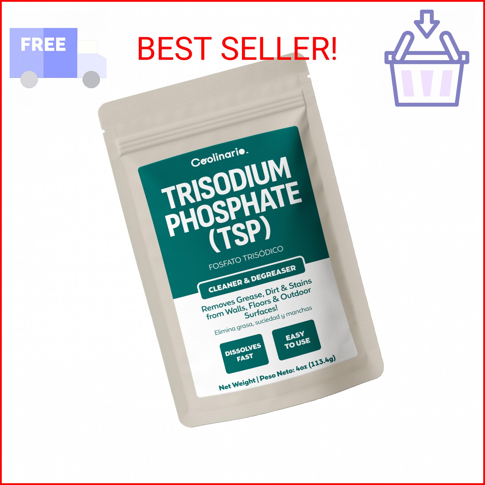 Coolinario Trisodium Phosphate TSP Cleaner (4 OZ) Home & Industrial Use
