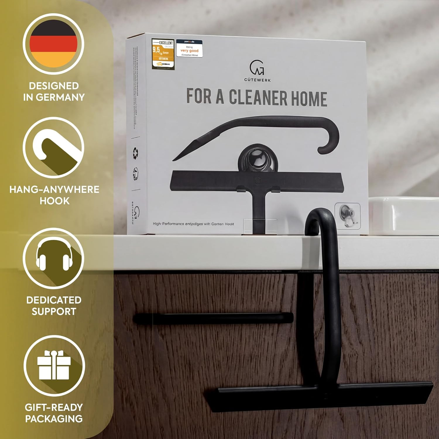 Shower Squeegee for Glass Doors – Bathroom Squeegee for Shower Glass & Tile Wall