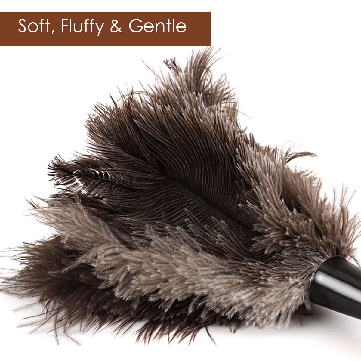 1/2Pcs 16″ Ostrich Feather Duster Durable Dust Collecting Cleaning Tool In Wool