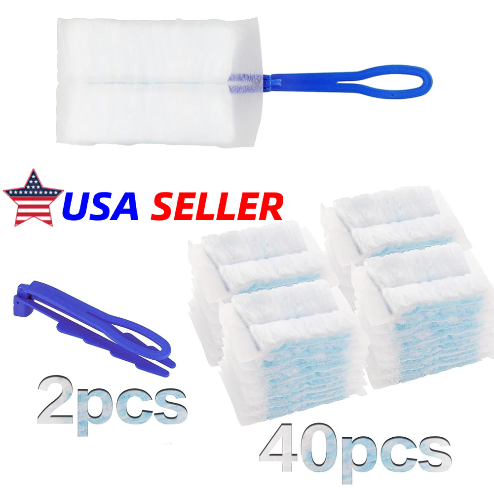 40pcs Dusters Refills 360�� Unscented Heavy Duty Electrostatic Duster w/ Handle