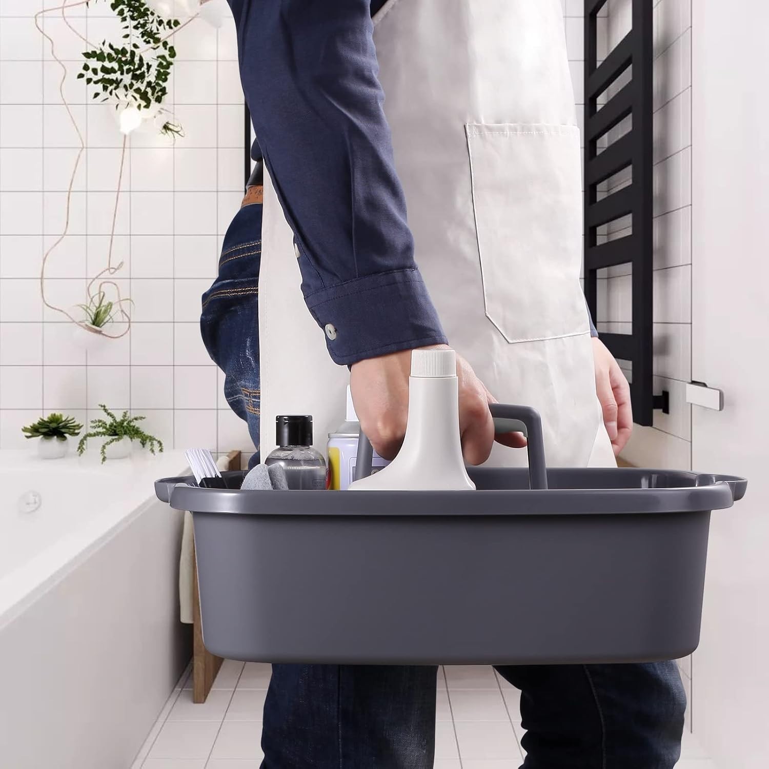 Cleaning Caddy Organizer Plastic Tote Portable Storage Bathroom Kitchen Shower