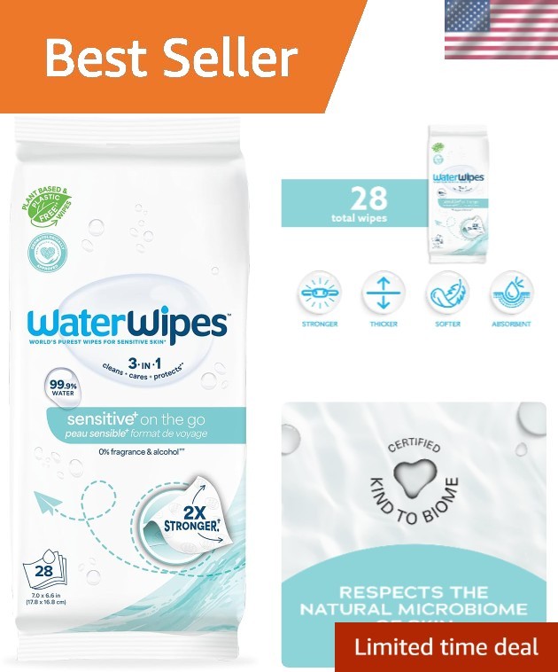 Sensitive+ Travel Size Unscented Wipes – 3-in-1 Solution for Sensitive Skin