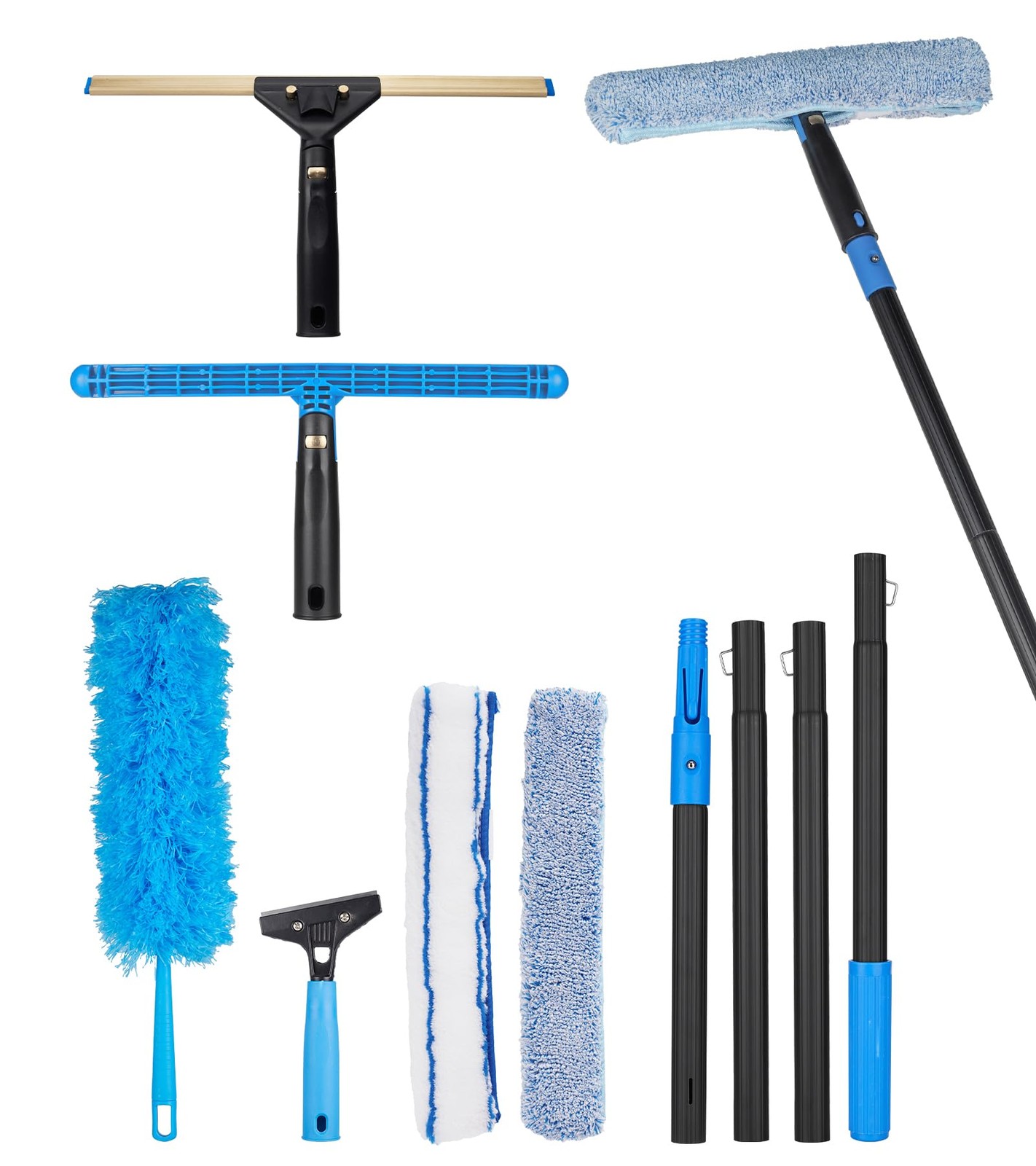 Swivel Squeegee Kit with 4 Extension Poles,Glass Scraper, Bendable Duster, 2 …