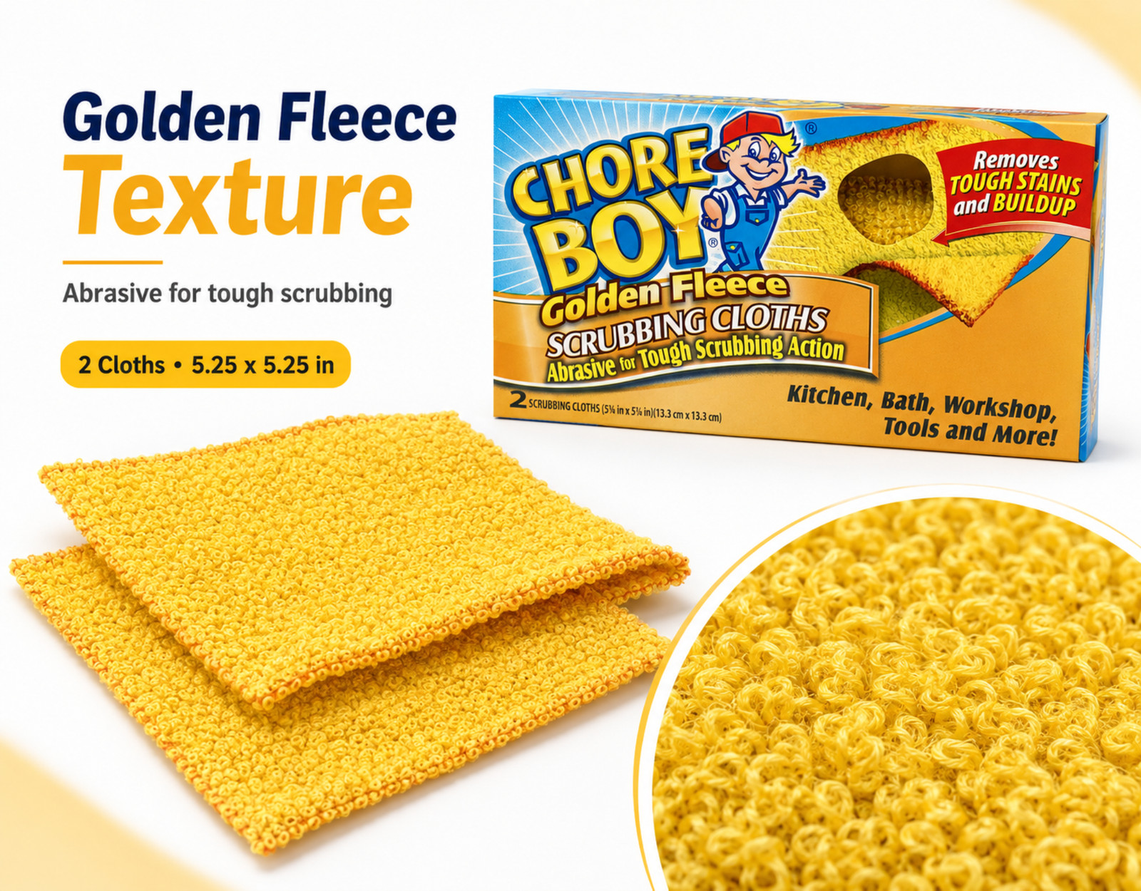 Chore Boy Golden Fleece Scrubbing Cloths, 2 Count 6 Pack