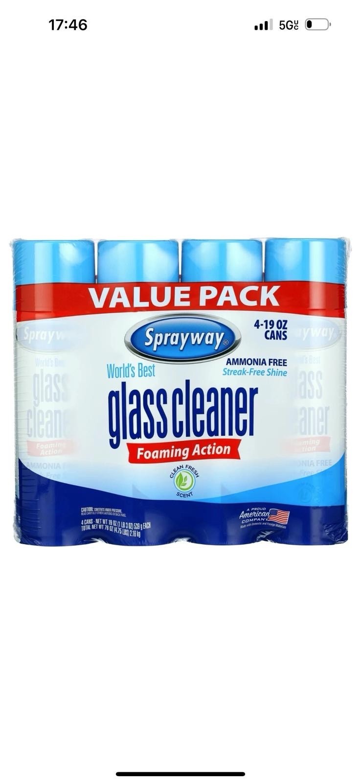 Sprayway Glass Cleaner 4-Pack Ammonia Free 19 Oz New Clean Fresh Scent