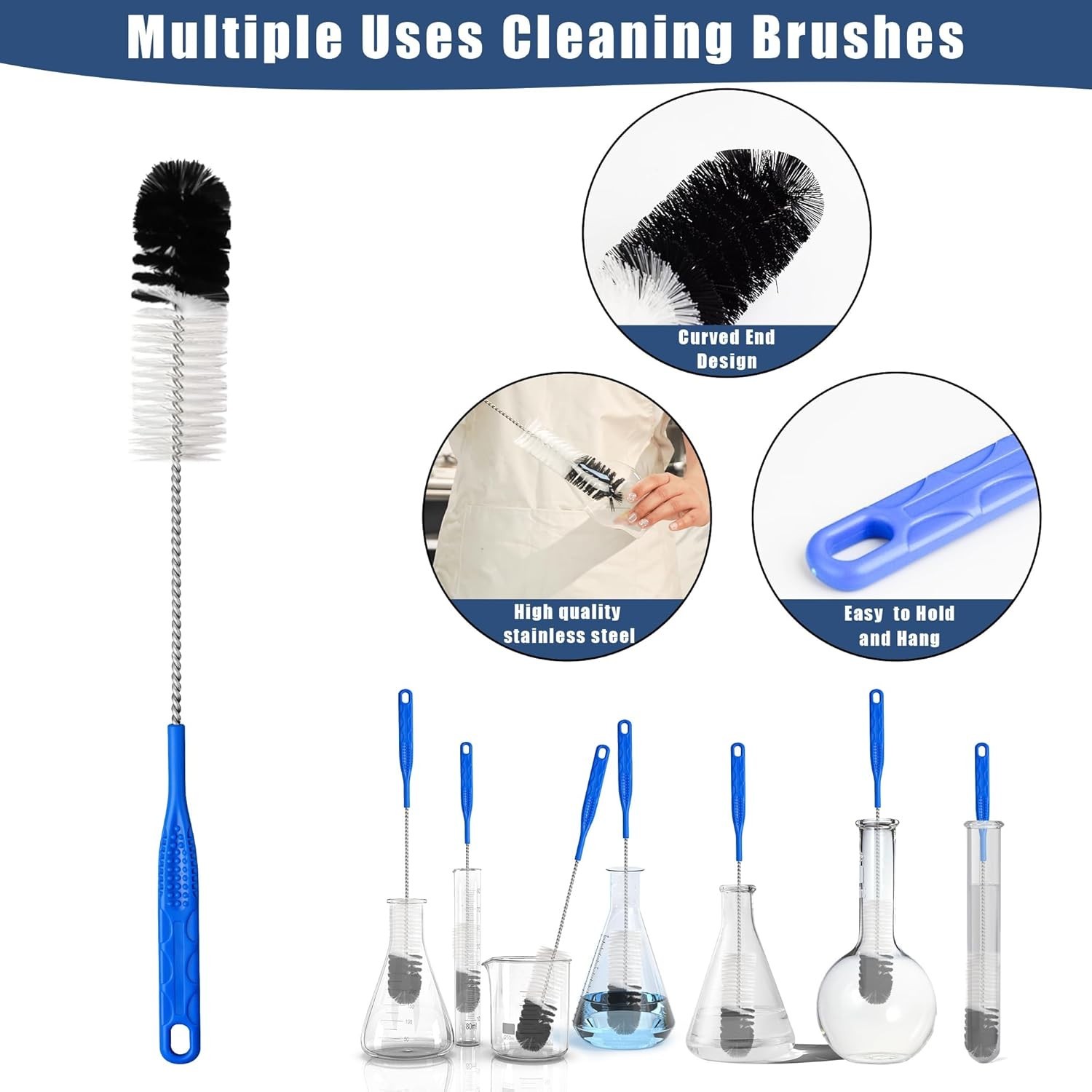 12Pcs Glass Tube Pipe Cleaners Brush Kit,Long Nylon Straw Brush for Glass Fun…