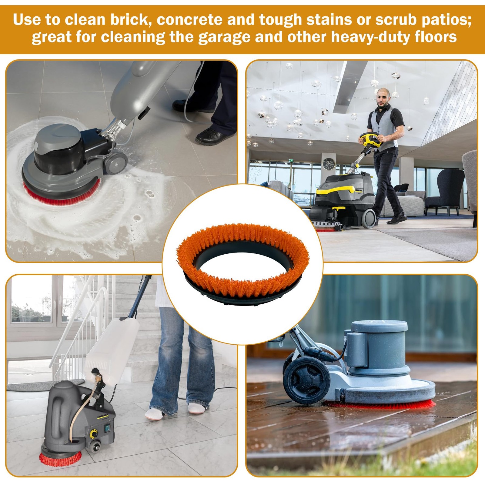 237047 Orbiter Orange Scrub Brush for ORB550MC Orbiter Floor Machine, HeavyDu…