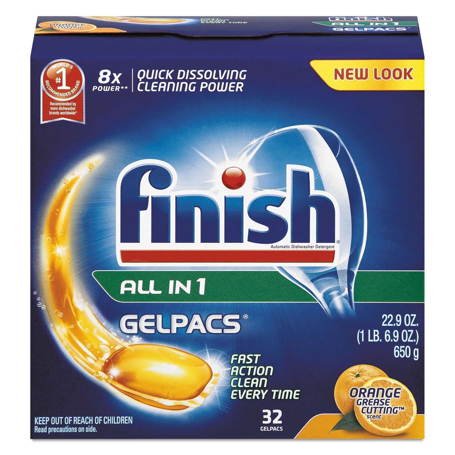 Orange Dishwasher Detergent Pacs 32 Count Powerful Cleaner Sparkling Shine