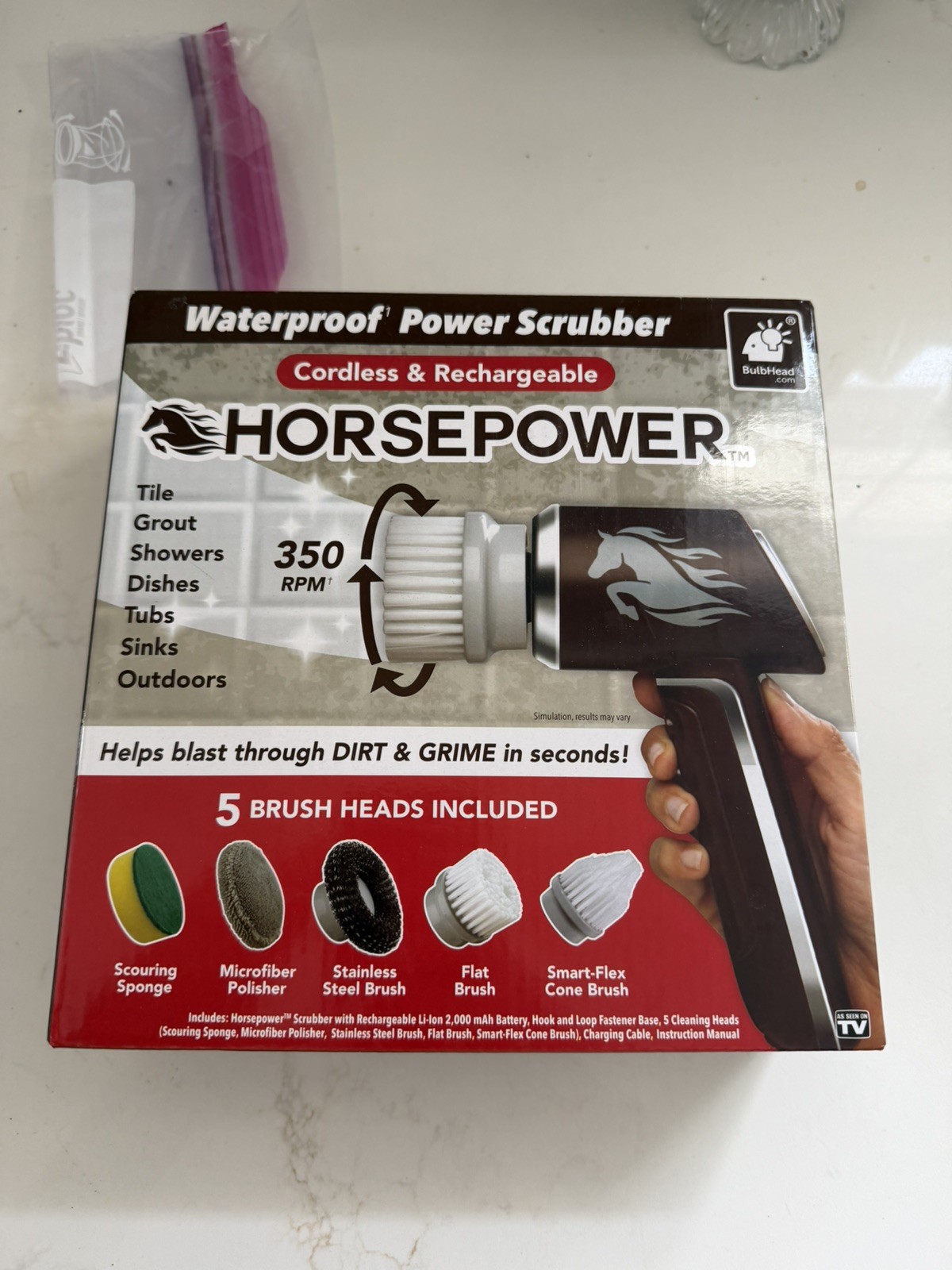 Ruby Horsepower Cordless Rechargeable Handheld Portable Power Scrubber NEW!