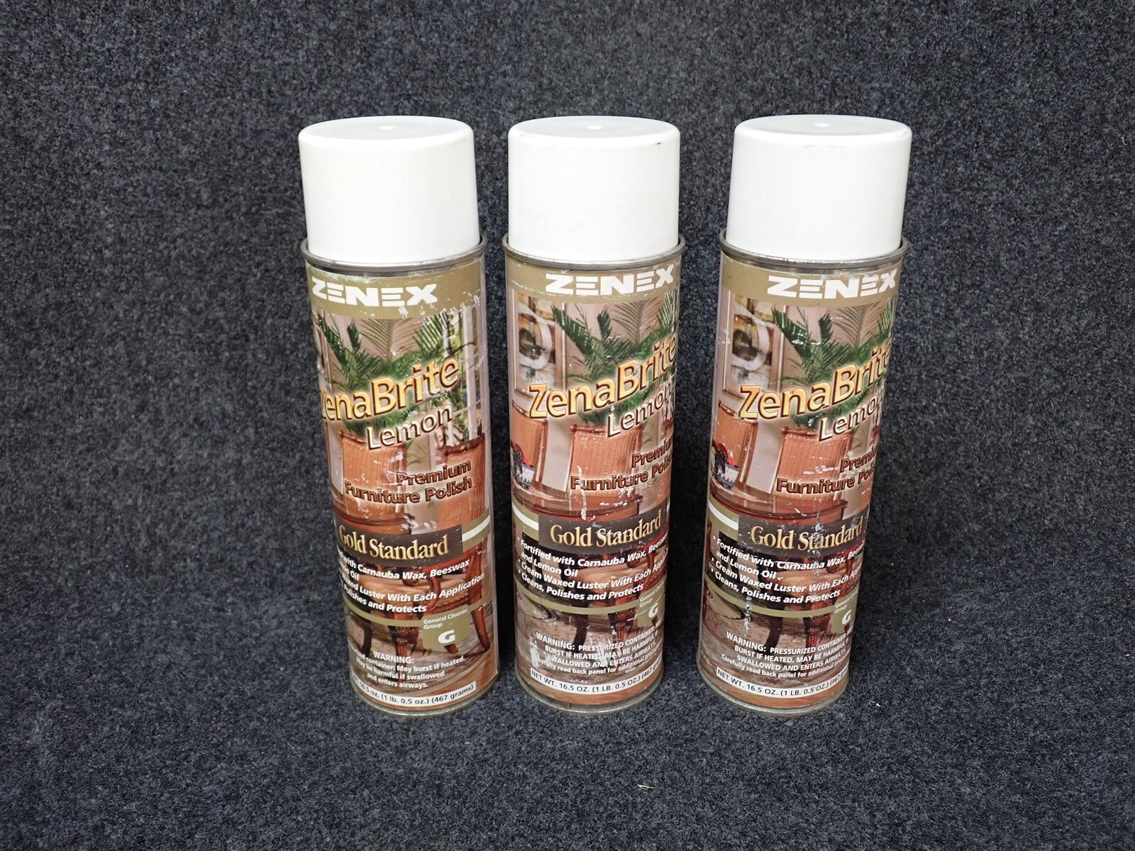 (Lot of 3) Zenex 494725 ZenaBrite Lemon Scent Furniture Polish 16.5oz Cans (Q51)