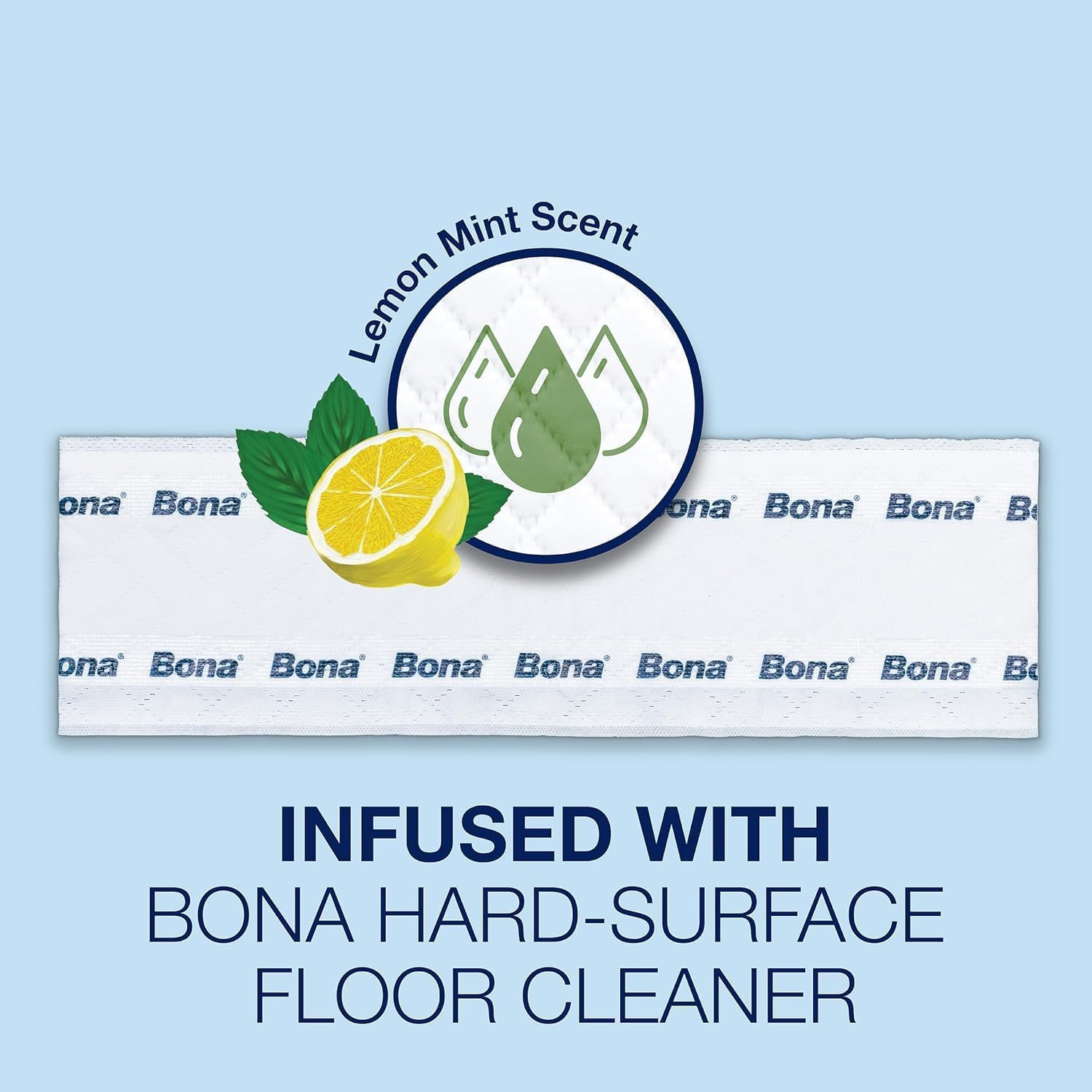 Bona Disposable Wet Cleaning Pads, Lemon Mint, 12 Count