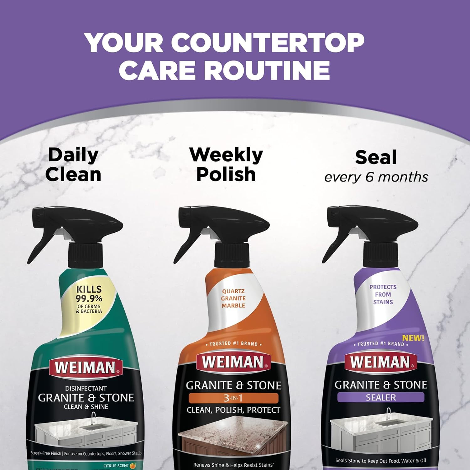 Granite & Stone Sealer Spray – Protects Kitchen Countertops, Sinks, Showers, Van