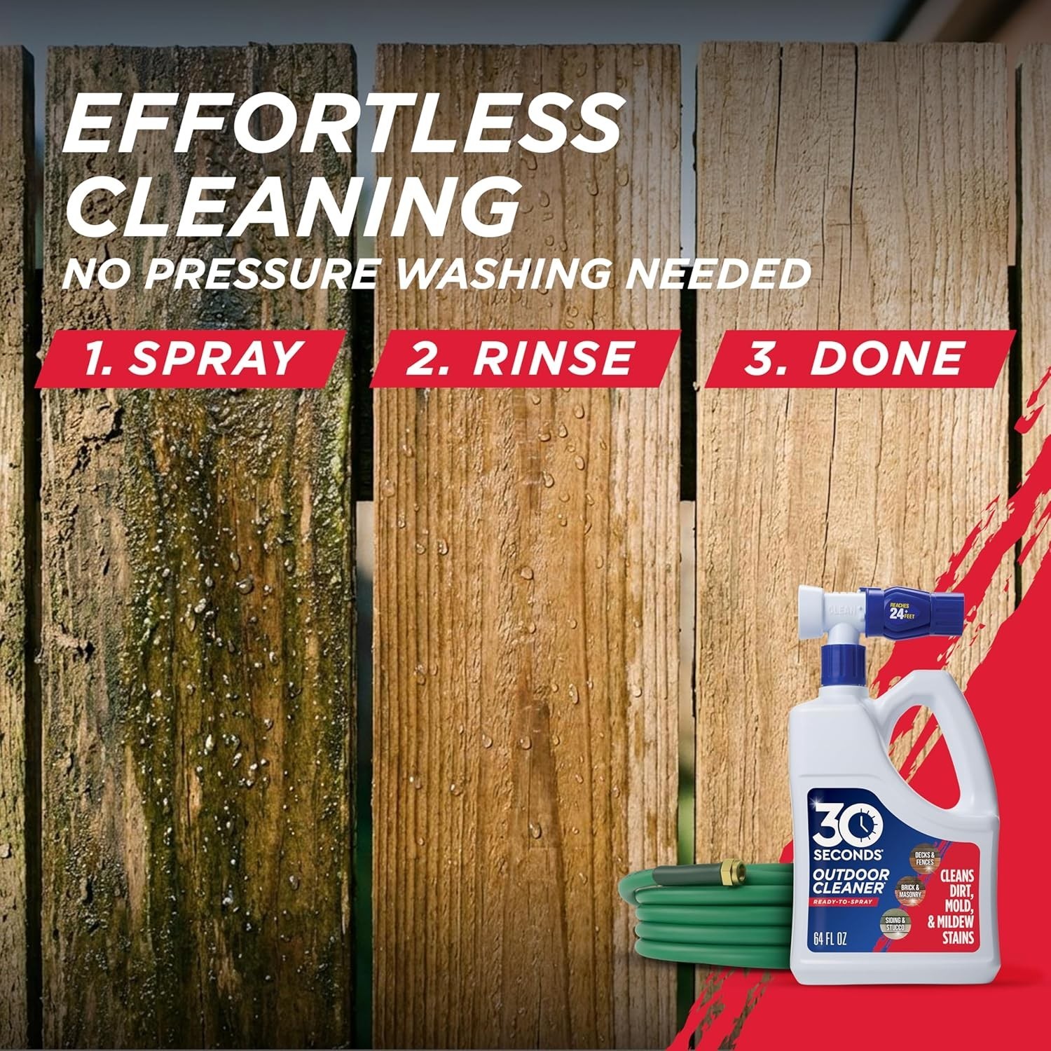 Outdoor Cleaner 2 Pack W/ Hose End Sprayer Cleans Stains from Algae Mold &