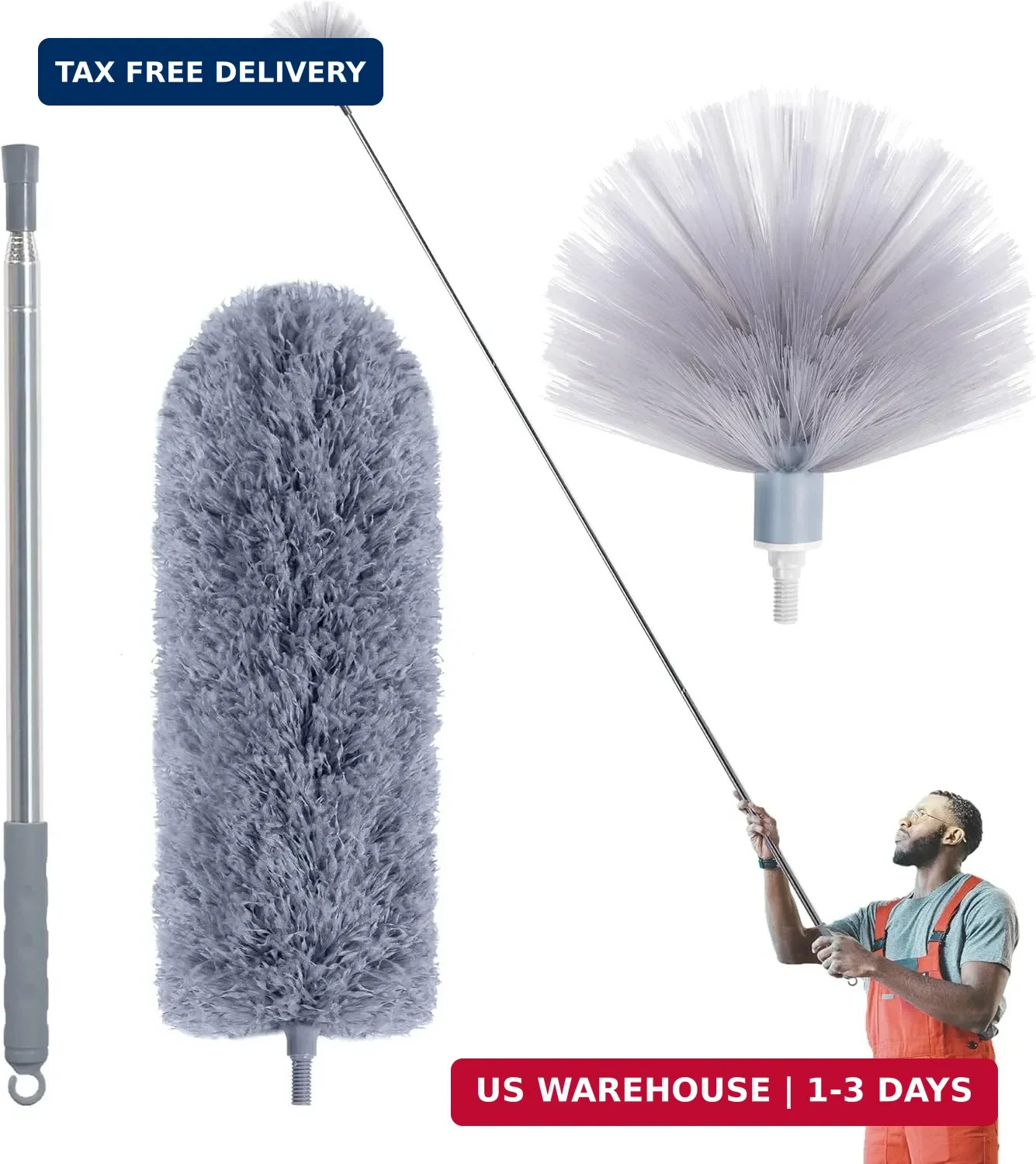 IVYROLL Cobweb Duster with Extension Pole, Spider Web Brush & Ceiling Cleaning K