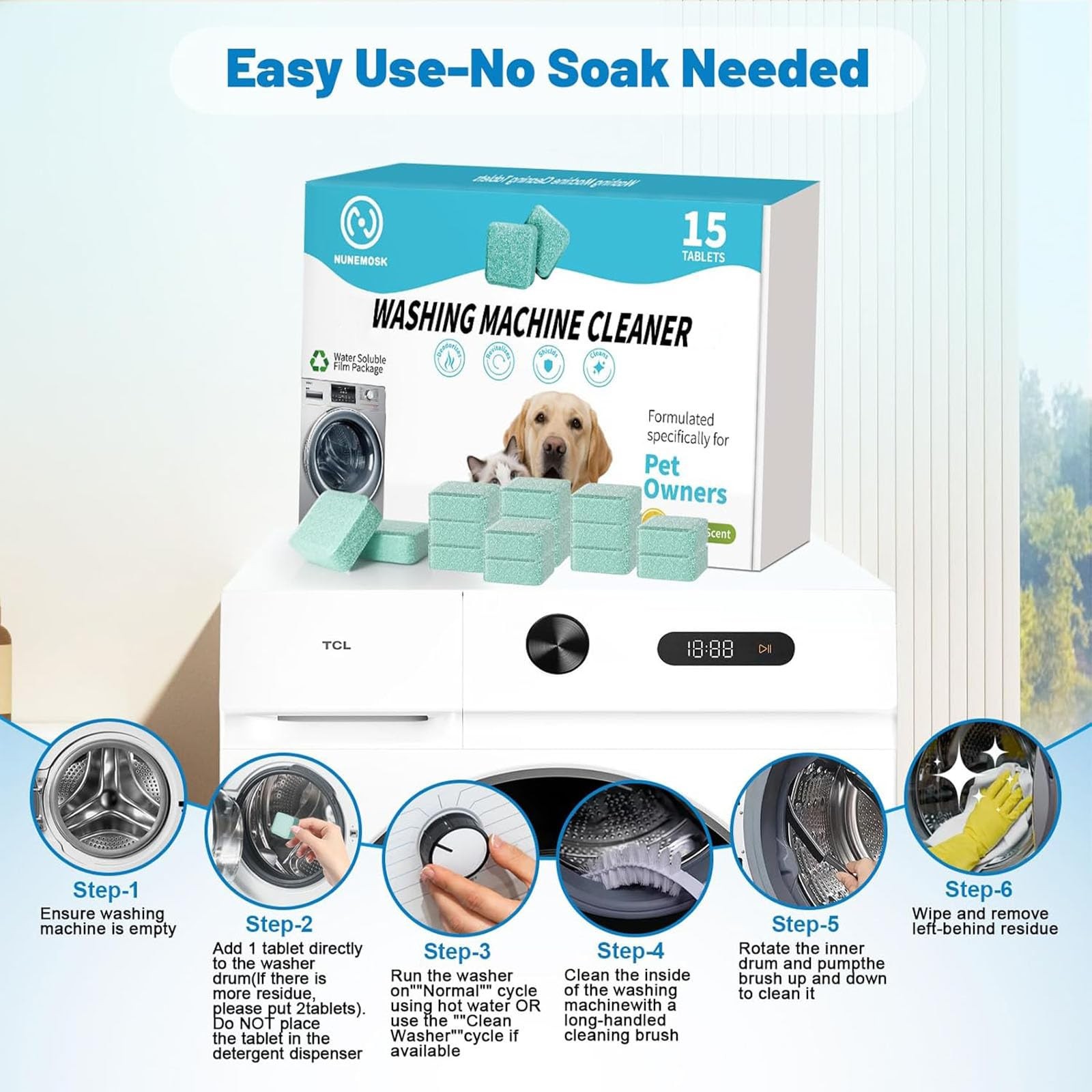 Washing Machine Cleaner, Washer Machine Cleaner 15 Pcs + Dryer Vent Cleaner K…