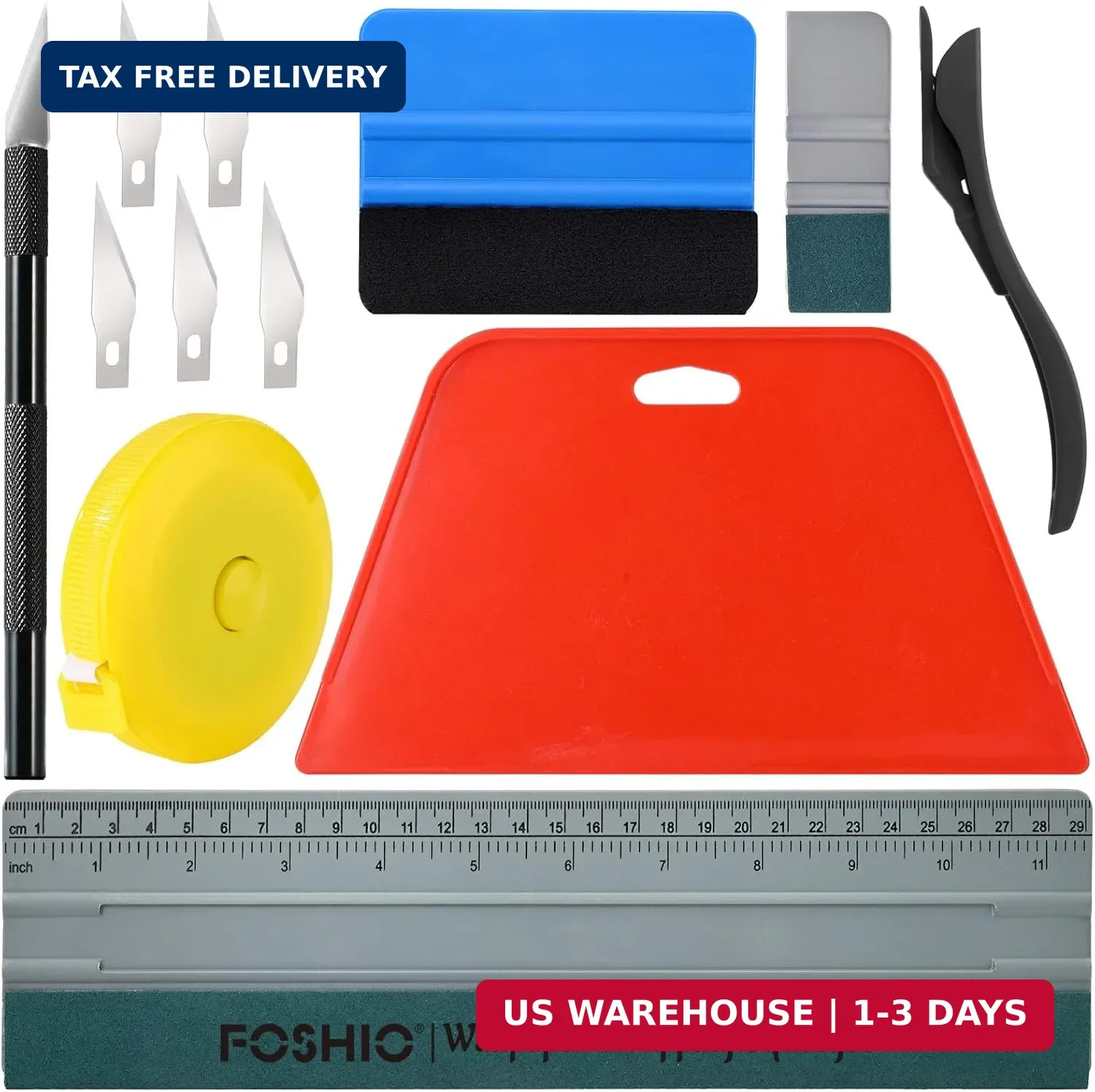 FOSHIO Wallpaper Smoothing Tool Kit, Red Hard Squeegee, 11.5 Inch Wallpaper Wrap