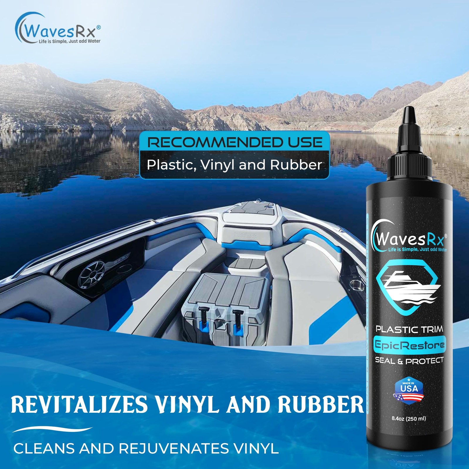 WAVESRX EpicRestore Marine Trim Restorer & Vinyl Protectant | Plastic Restorer f