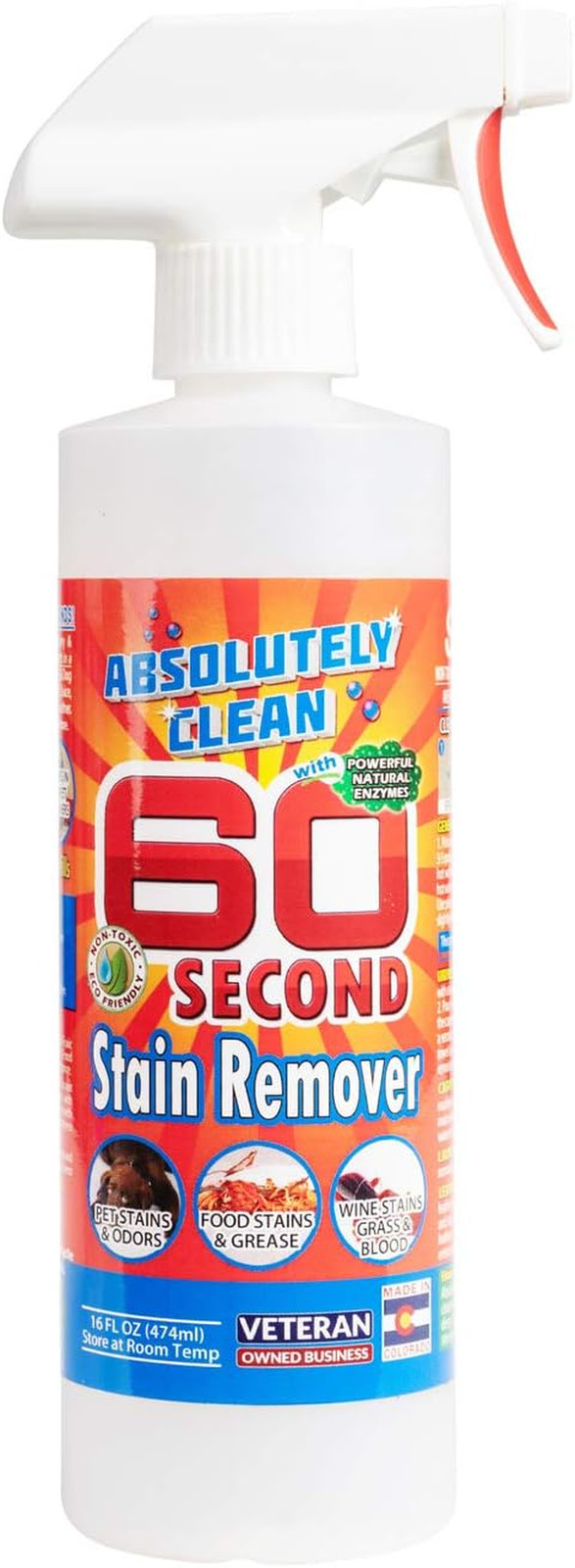 Amazing 60 Second Stain Remover – Powerful, Natural Enzymes Remove Food, Grease,