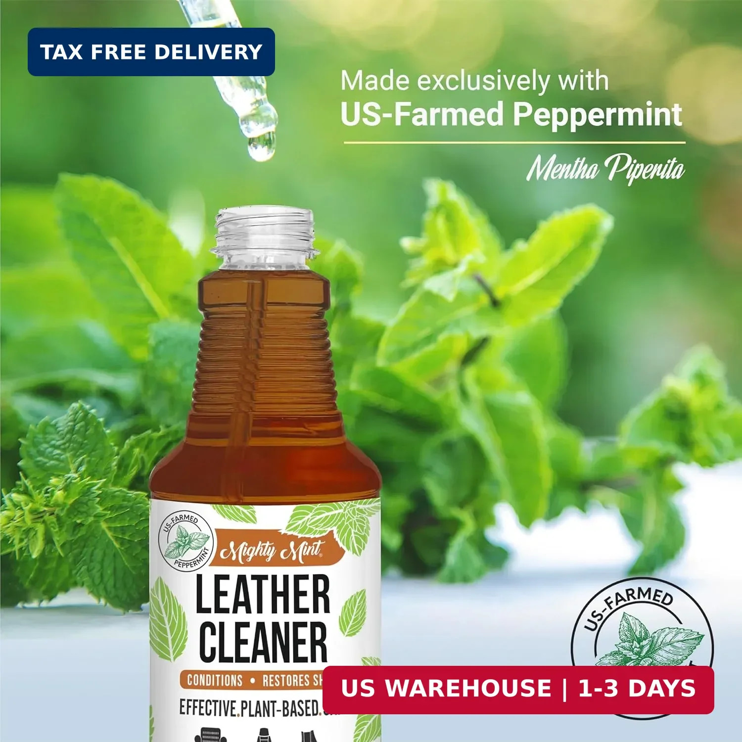Mighty Mint Leather Cleaner and Conditioner, Plant-Based, Hydrating Spray to Cle