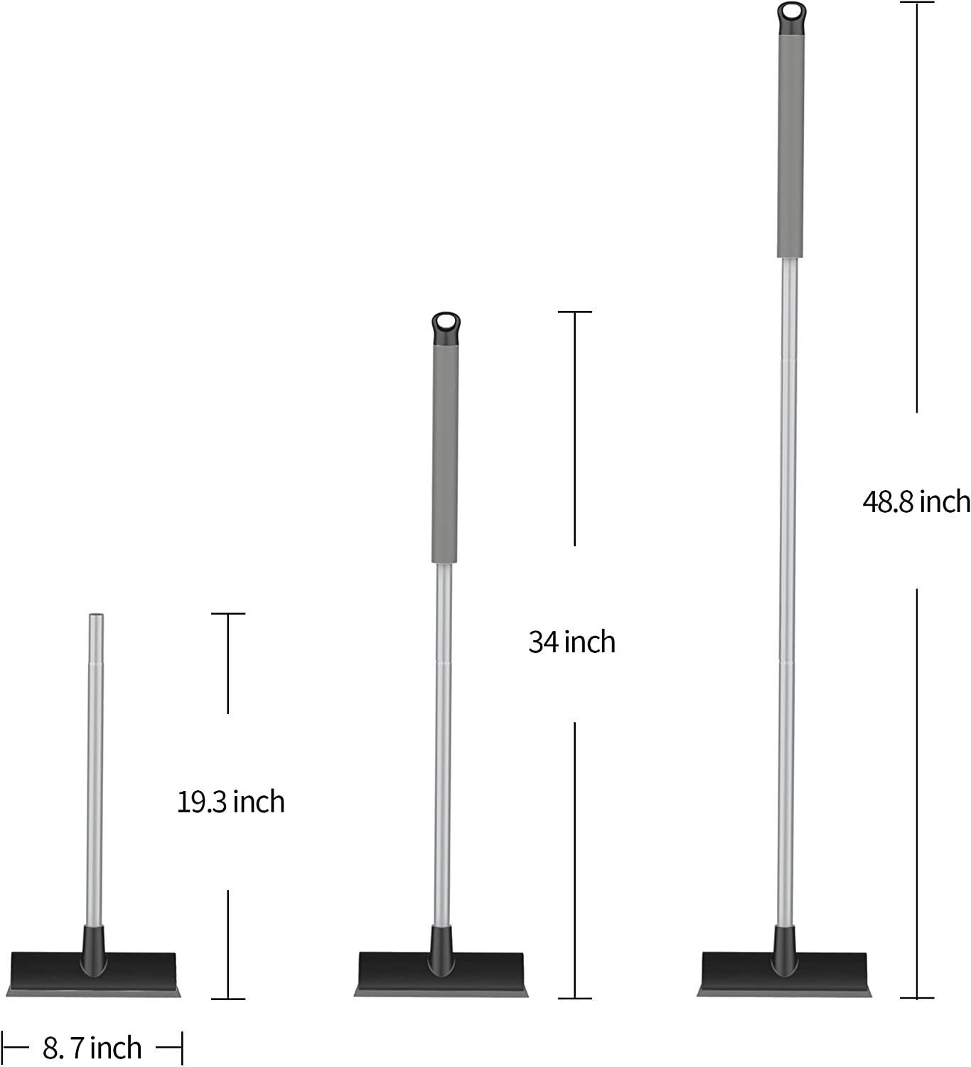 Floor Scrub Brush with Long Handle, 2 in 1 Scrubber and Squeegee