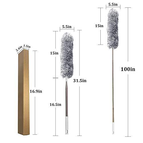 Feather Cleaning Duster With Handle Telescoping Extendable 100″ Extra Long Pole