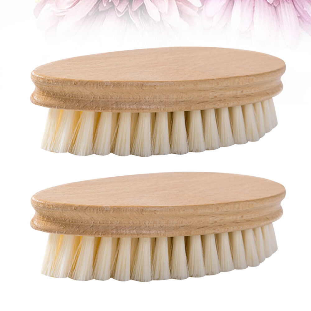 2 Pcs Wood Hand Brush Boot Brush Wooden Shoe Brush Shoes Cleaning Brush