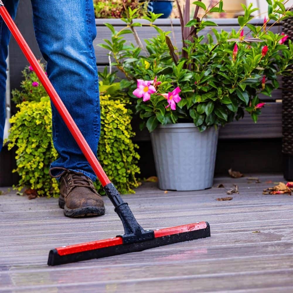 18 in. Flex Foam Blade Floor Squeegee with 52 Handle Steel Straight Durable New