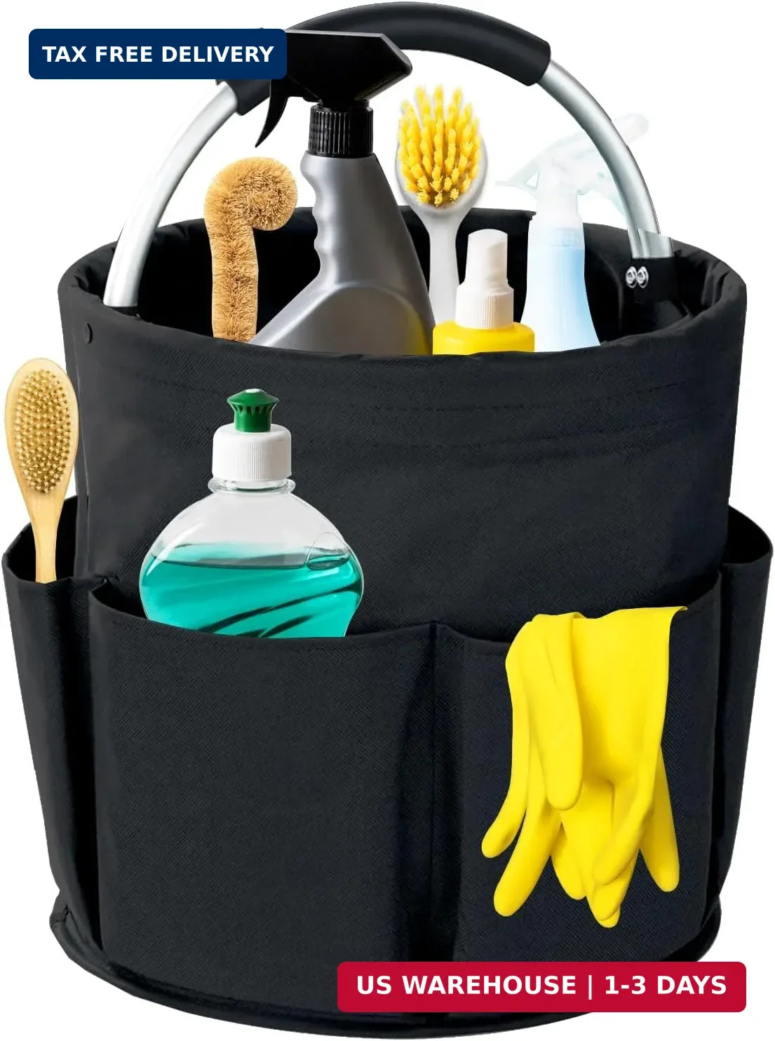 Cleaning Caddy with Handle, 17L Foldable Cleaning Supplies Organizer, Portable S