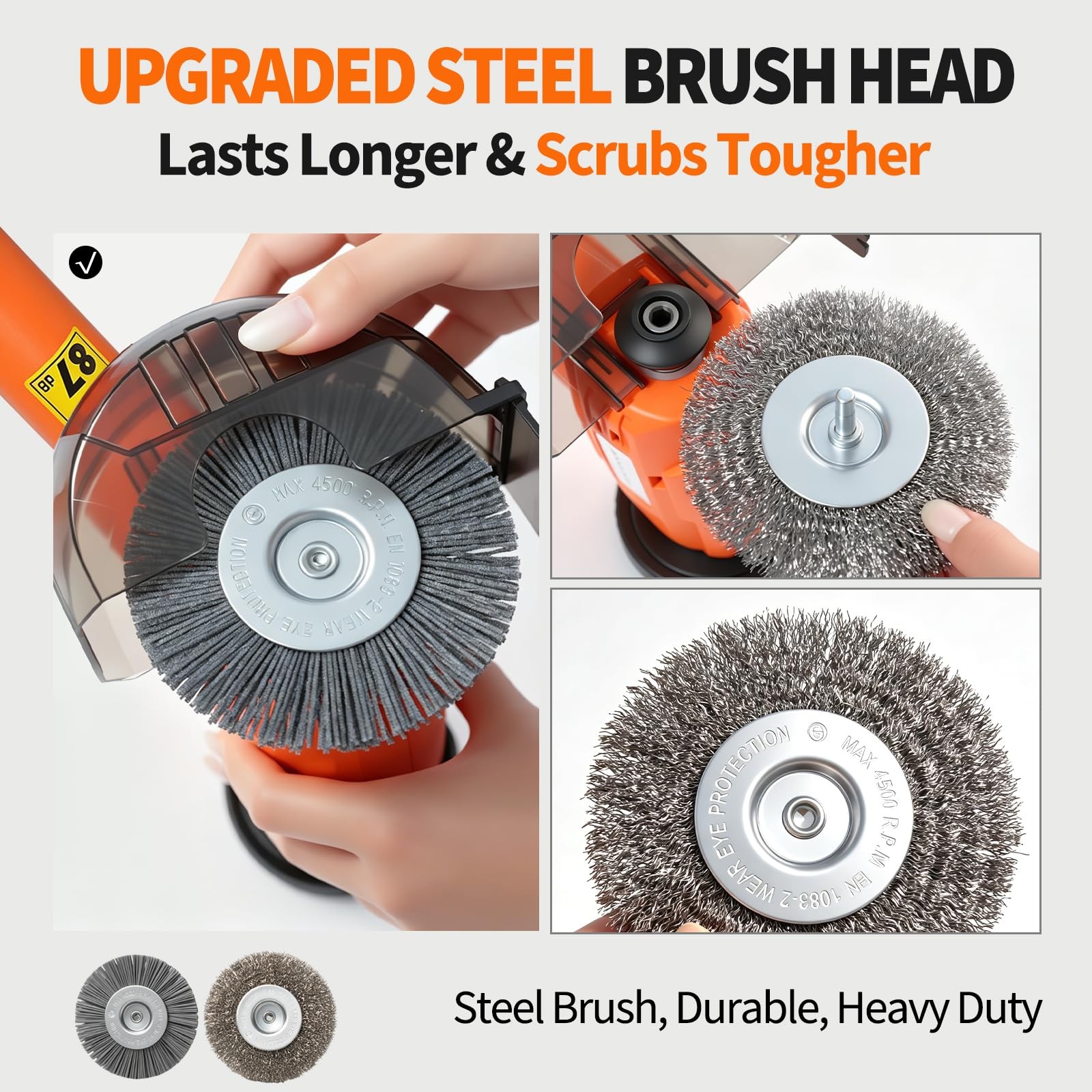 Electric Stand-Up Grout Cleaner 2-in-1 Wire & Hard Brush – Heavy-Duty Floor S…