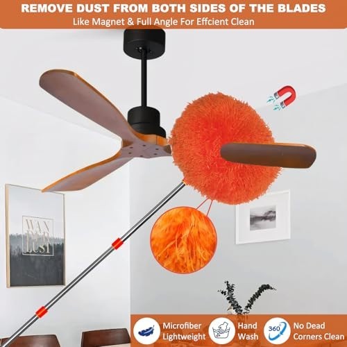 High Reach Cleaning Kit Duster 20 Ft Pole Microfiber Ceiling Fan Cobweb Feather