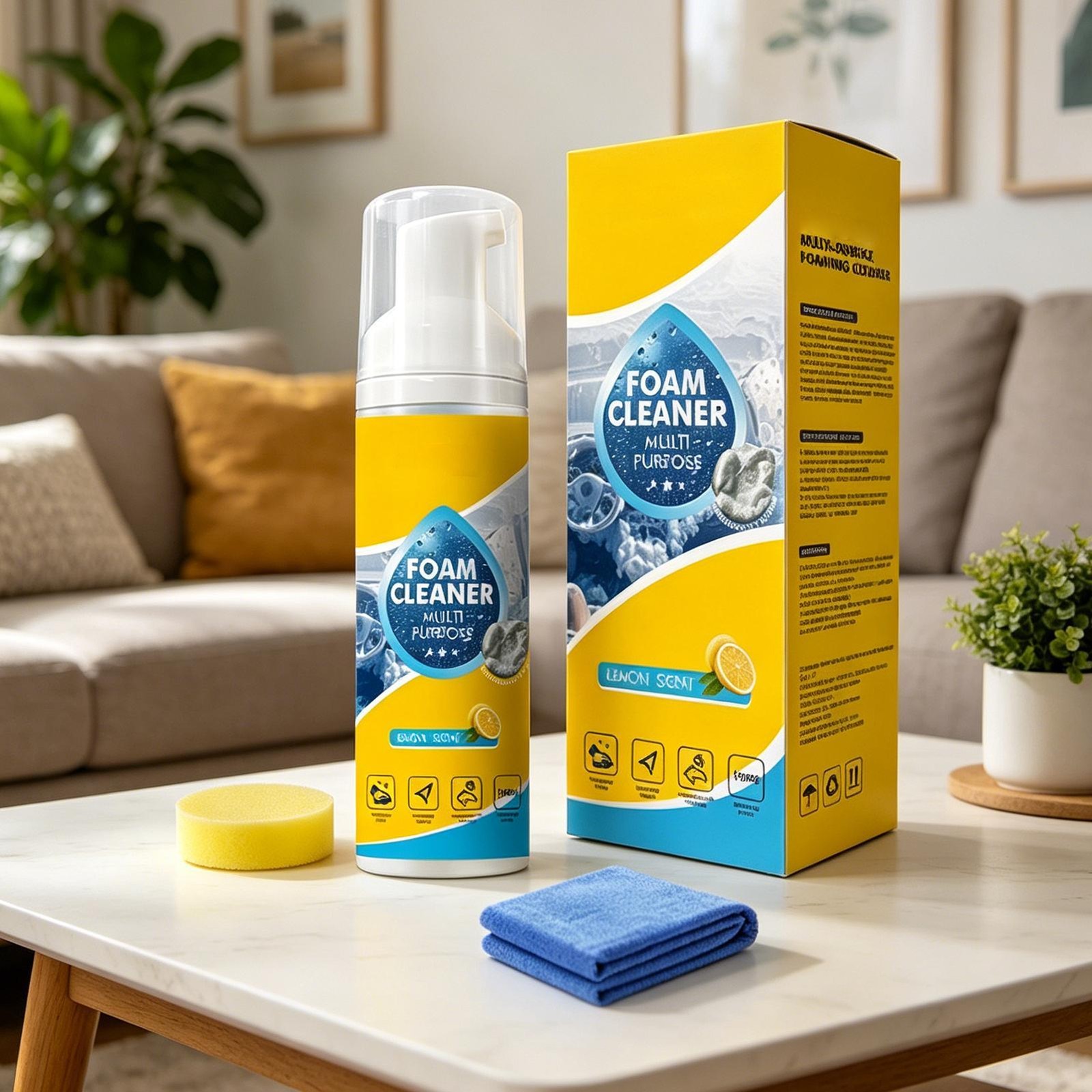 4-in-1 Multi-Enzyme Foam Cleaner, All-Purpose Spray 150ml with Sponge & Towel