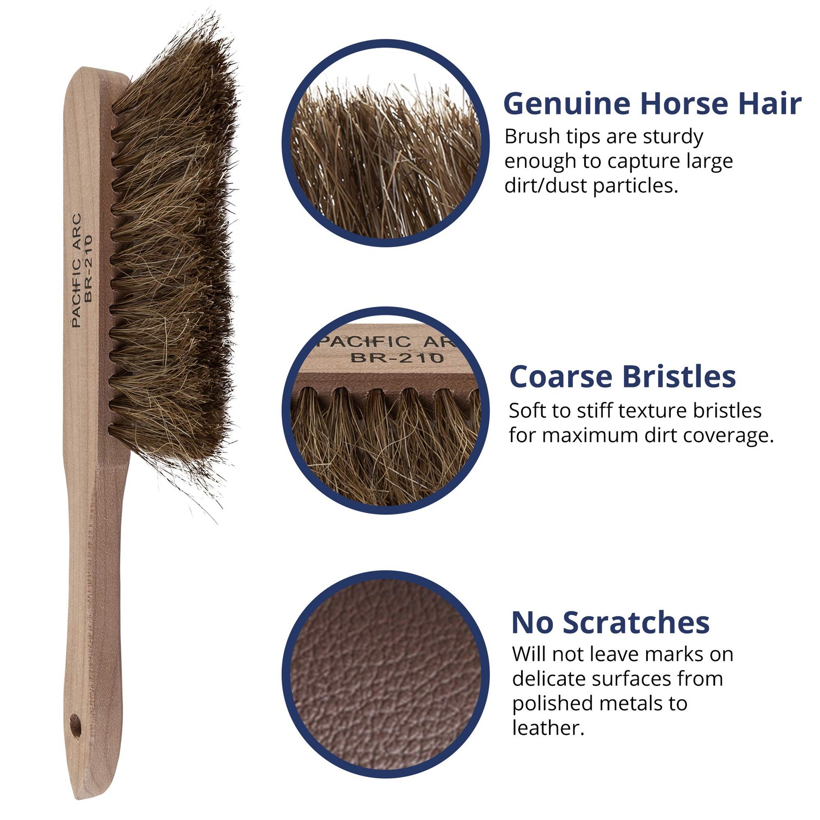 Professional Horse Hair Dust Foxtail Brush, 9 Inches for Work, Outdoor, Furnitur