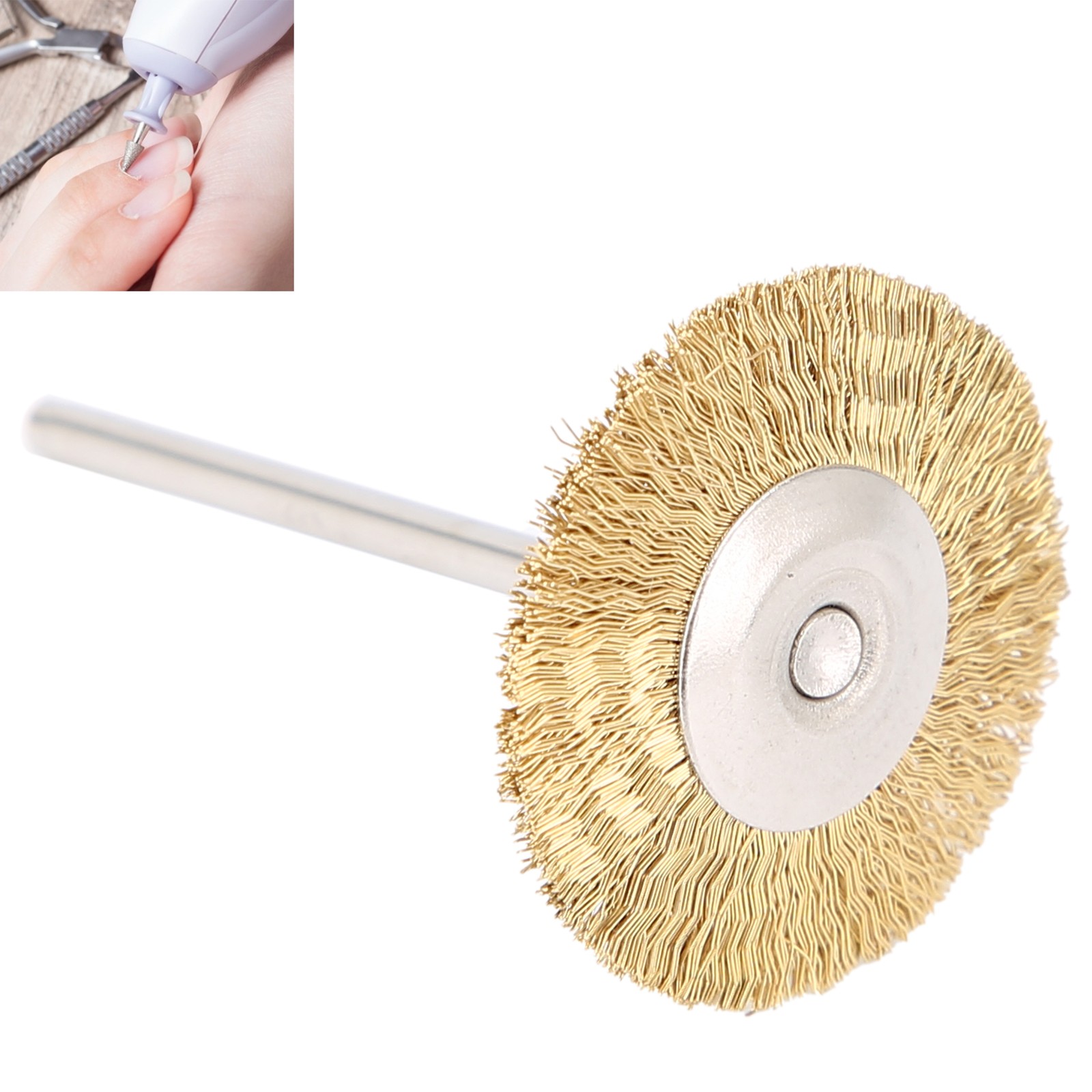 T Shaped Nail Drill Bit Cleaning Brush Brass Wire Grinding Head Cleaner Brush