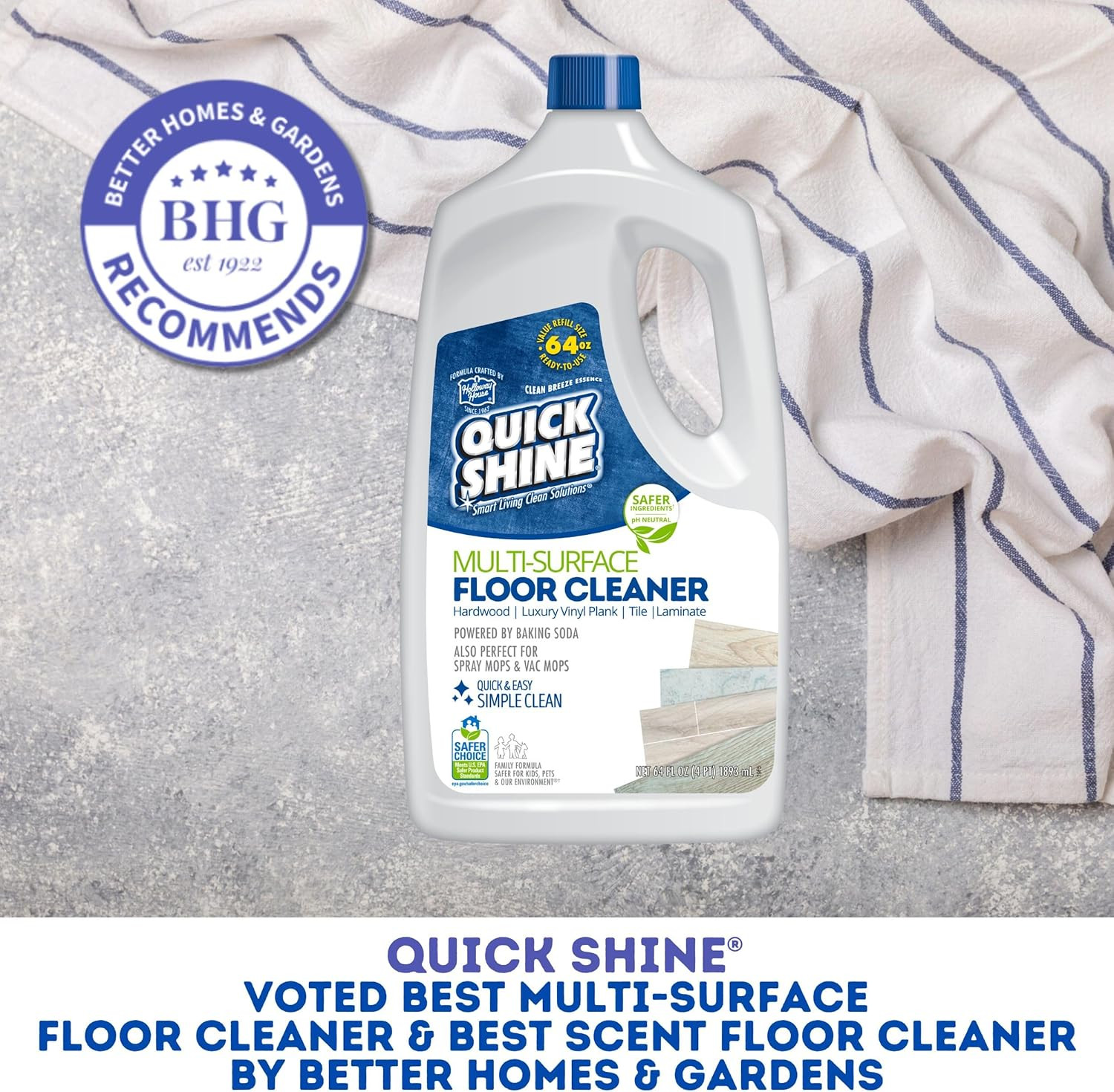 Multi Surface Floor Cleaner 64Oz, Ready to Use-Streak Free-No Rinse, Use on Hard