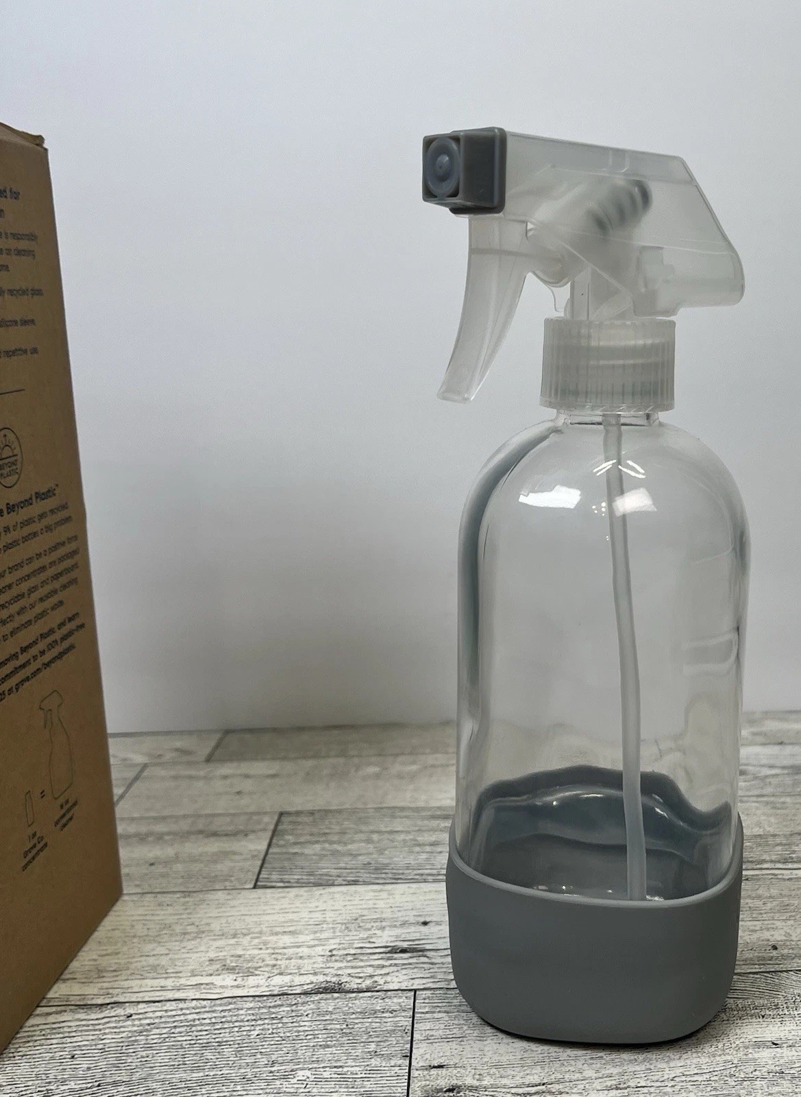 Grove Co. Reusable Glass Cleaning Bottle Polished Gray Silicone Sleeve 16 oz NIB