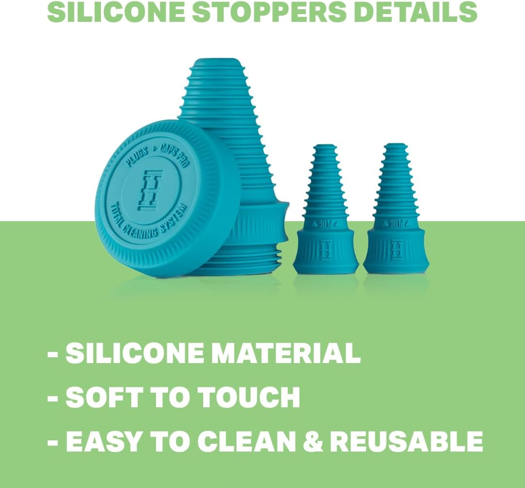 Hemper Cleaning Plugs + Caps PRO – Silicone Stoppers & Cleaning Container for Gl