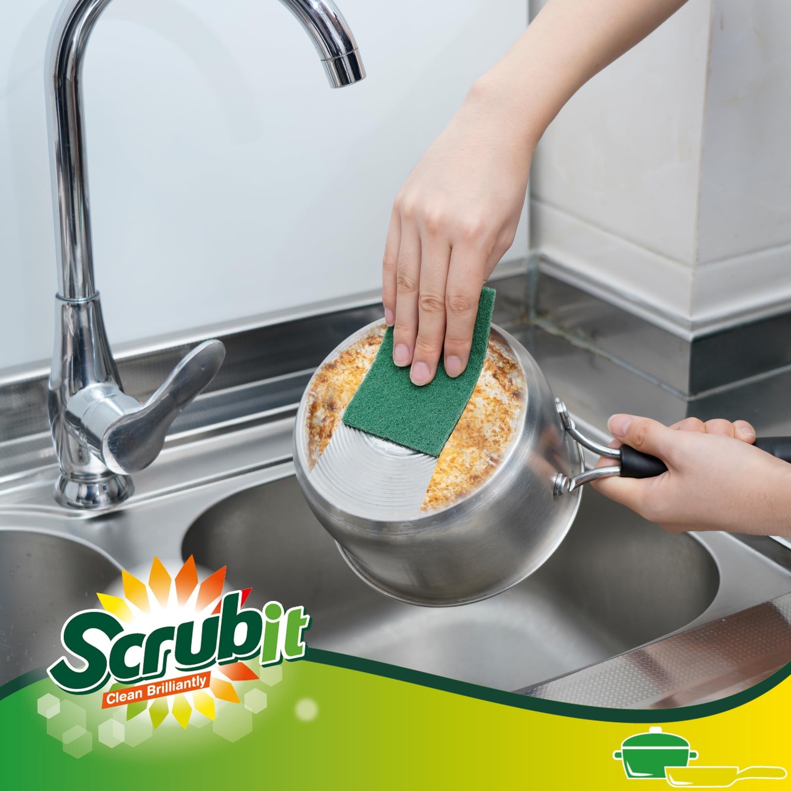 Scouring Pads – Heavy Duty Scrub Pads for Cleaning Dishes – Non-Scratch – Reu…