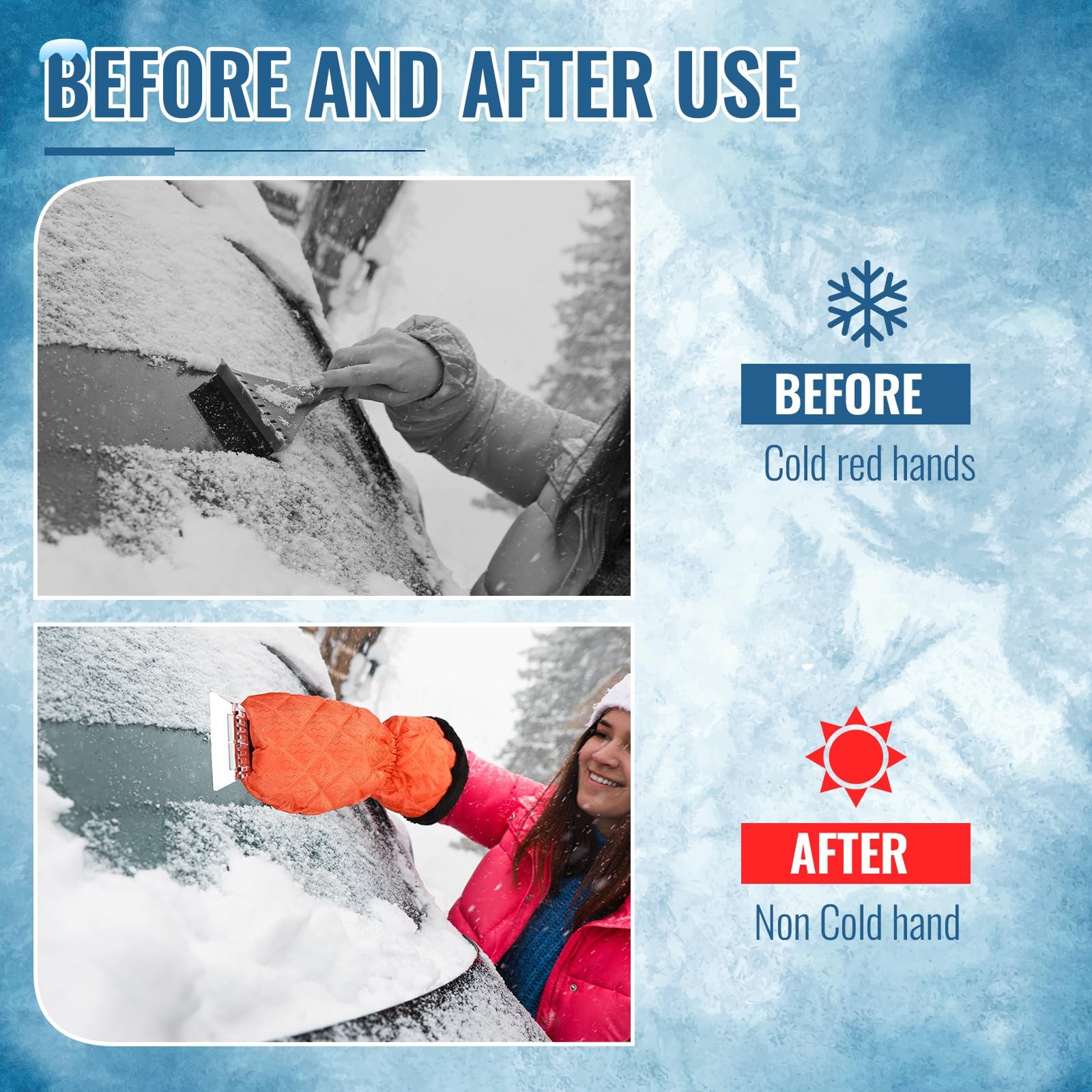 Ice Scraper with Glove Waterproof Ice Scrapers for Car Windshield No Scratch …